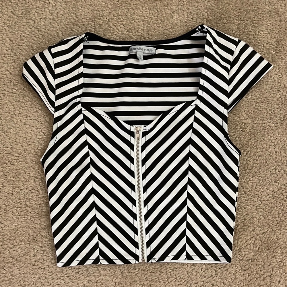 Striped Black & White Crop Top